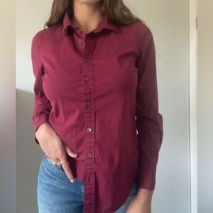 Y2K J.Crew Burgundy Button down Cotton Blend Shirt XS